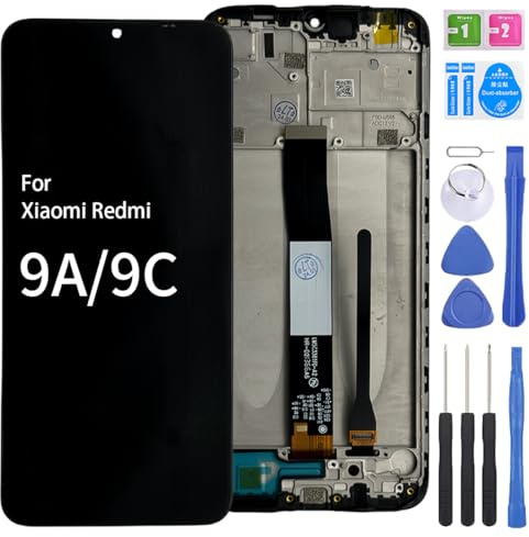 iYAiYO Pantalla LCD Pantalla Digitalizador Pantalla Táctil Repuesto Compatible con Redmi 9A / 9C M2006C3LG, M2006C3MG Pantalla Completa con Marco Negro