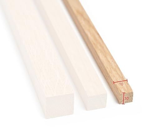 Quadratleiste Eiche 1m, 10 bis 20 mm, Vierkant Holzleisten Bastelholz Kantholz, diverse Größen (10 x 10 mm)