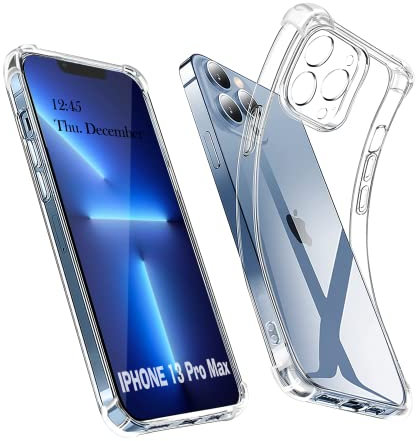 AURSTORE Coque pour iPhone 13 Pro Max, Housse Etui en Transparent Silicone TPU Souple [Bumper avec Coins Renforcés], Protection Antichoc Claire Compatible avec Apple (Transparent, IP 13 Pro Max)