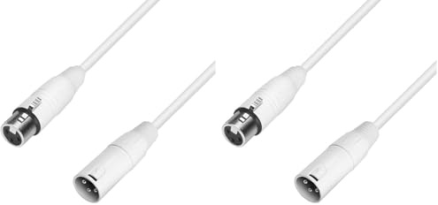 ah Cables K4MMF0250-SNOW Mikrofonkabel, 2,5m (REAN-Stecker: XLR male auf XLR female) weiß (Packung mit 2)
