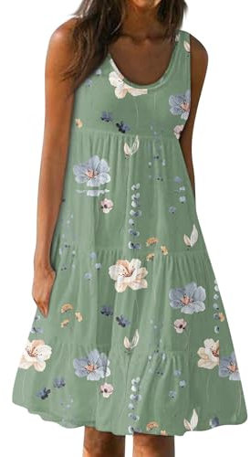 Generisch Sommerkleid Damen, Ballkleid Hochzeit Freizeit Damen Kleider Sommerkleid Elegant Sommer Mittelalter Kleid Frau Am Fenster Blaues Buch Boho Damen Kleidung Dirndl Midi (3-Mint Grün,XXL)