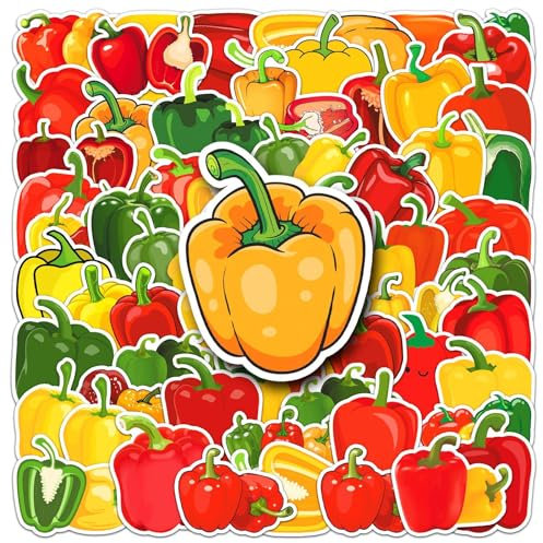 50Stück Chili Aufkleber für Kühlschrank,Laptop,Fahrrad,Gepäck,Stoßstange,Motorrad,Skateboard, Wasserfeste Green Gemüse Vinyl Aufkleber,Erwachsene Mädchen Geschenk,Food Ästhetische Graffiti Sticker