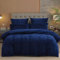 YASMENG Housse de Couette Flanelle 240x260 Hiver Chaude Bleu Foncé Polaire Parure de Lit Flanelle Doux Douillet Duveteux Linge de Lit 2 Personne avec Fermeture Éclair et Taies d'oreiller 65x65 cm