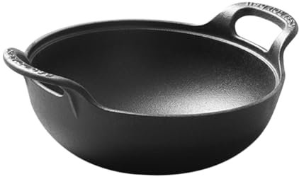 PHENOFICE Gusseisen Topf Ohne Beschichtung Antihaft Outdoor Campingpfanne Erhitzbarer Pot Mit Ergonomischen Griffen Für Steck Und Shabu Spülmaschinenfreundlich Runde Bodenform