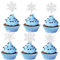 Catelves Schneeflocken Cupcake Topper,24 Stück Schneeflocke Tortendeko,Frozen Tortendeko,Silber Schneeflocken Kuchen Deko,Glitzer Winter Muffin Deko,Frozen Cake Topper für Weihnachten Geburtstag