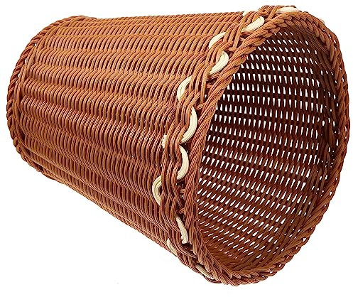 LALADEFIEE Panier Tissé Imitation Rotin Panier De Rangement Circulaire Motif Fleur Marron Tissé Poubelle Divers Conteneur Panier De Rangement Fait Main