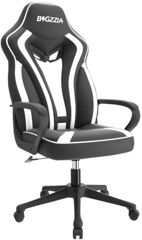 bigzzia Silla Gamer ErgonóMica, Silla de Oficina,Silla Escritorio,con Reposacabezas,Silla Oficina Giratoria Regulable en Altura e InclinacióN,Adecuada para la Oficina en Casa y Juegos (White)
