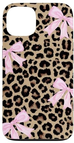 Light Pink Ribbon Bow Coquette On Cheetah Leopard Print Case for iPhone 13