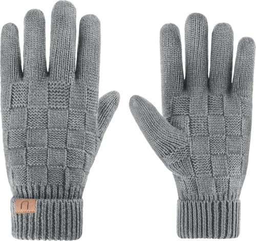 normani Merino Winterhandschuhe Thermohandschuhe Warme Strickhandschuhe mit Fleecefutter für Herren und Damen One Size Farbe Grau