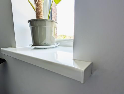 White UPVC Window Board/Cill Cover 1.25m Long 9mm Thick Including End Cap Plastic Window Sill Capping (175mm Depth)