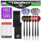Harrows Trophy 65 Stück Dart-Set - High Performance 12 x Steel Tip Darts mit Premium Grip - Ultimatives Bundle mit vollem Dartzubehör - Supergrip Dart-Schäfte - Super Strong Dart Flights (25 Stück)
