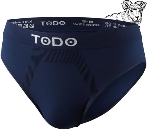 TODO 37% Merino Unterhosen Herren - kratzt Nicht. Elastische Sport Slip Herren Merinowolle. Atmungsaktive Merino Ski Unterwäsche (Marineblau, XXL)