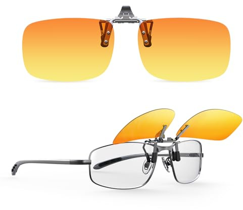 Goiteia Polarisierte Aufsteckbrille für Nachtfahrten Herren Damen – Nachtfahrbrille mit Flip-Up Design & Doppel-AR-Beschichtung, Blendfrei gegen entgegenkommende Scheinwerfer