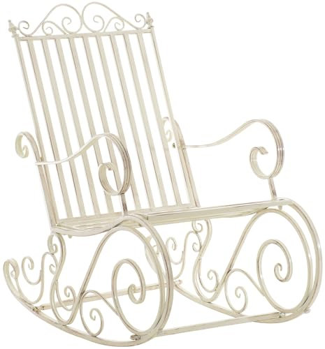 il genio online Schaukelstuhl Smilla Landhausstil Nostalgie I klassischer Schaukelstuhl aus Eisen I Schaukelstuhl Design Farbe (Antikes Zement)