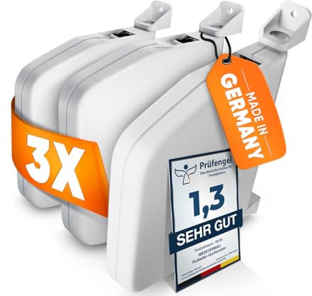 MEISTERBAU - Enrouleur de sangle pour volet roulant - Montage en saillie - Fabriqué en Allemagne - Lot de 3 Enrouleurs rabattables pour sangle de volet roulant de 14 mm - Sans sangle - Orientable à
