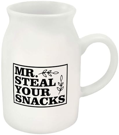 Azeeda 300ml 'Mr.Steal Your Snacks Label Funny Saying Humor' Ceramic Milk Jug (MJ00017943)