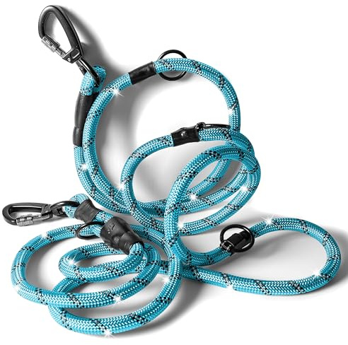 rootsnoot verstellbare Hundeleine – 300 cm lang, 1,2 cm stark, für Hunde ab 15 kg – extra stabile 4-Fach verstellbare Führleine & Trainingsleine