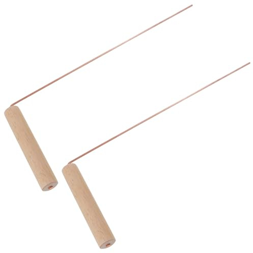 LALAFINA Outils de Sourcier 2 Pièces Baguettes en Laiton Manche Bois pour Détection Eau Or Camping et Activités en Extérieur