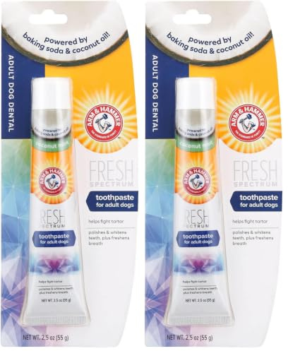 ARM & Hammer Fresh Spectrum Coconut Mint Dog Toothpaste, 55g, Best Dental Care for Dogs, Dog Enzyme Toothpaste with Coconut Oil, Removes Plaque & Tartar, Freshens Breath, Easy to Use Pet Oral Hygiene