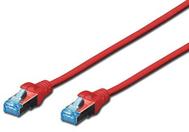 DIGITUS LAN Kabel Cat 5e - 1m - RJ45 Netzwerkkabel - SF/UTP Geschirmt - Kompatibel zu Cat-6 & Cat-6A - Rot