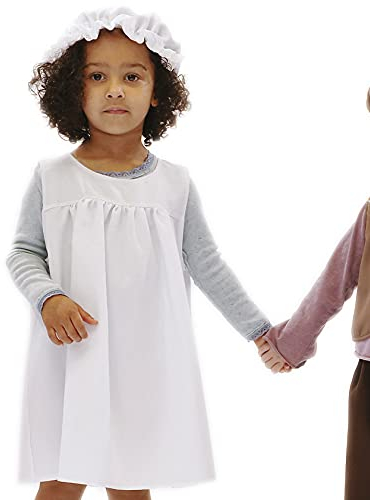 PRETEND TO BEE Victorian Maid Dress Up Costume for Kids, Tunic, Apron and Mop Cap, 7-9 Years
