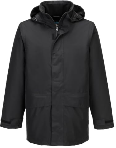 Portwest S523 Oban Winter Jacket Fleece Lined Stud Front Opening Waterproof | Navy, Medium, EN 343 Class 3:1, EN 342, Regular Fit, Thermal Insulation, Pack Away Hood, Hook and Loop Cuffs