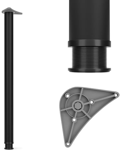 Dihl Pack of 4 870mm Black Adjustable Kitchen Worktop, Unit, Breakfast Bar, or Desk Table Leg Support with 60mm Diameter - Stylish and Versatile Stainless Steel Furniture Leg, 4 PCS