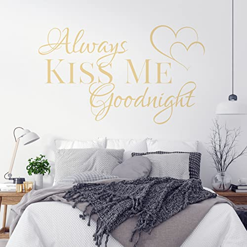 Always Kiss Me Goodnight Wandtattoo, mit Zitat Love, cremefarben