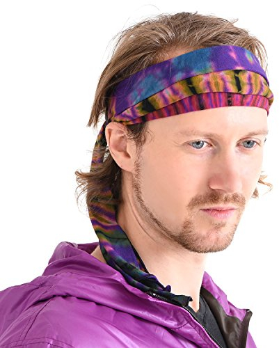 CHARM Tie Dye Stirnband Hippie Elastisch Bandana - Bohemien Kopf Abdeckung Für Männer & Frauen Psychedelisch Blume Muster 60'S 70'S Retro Boho B