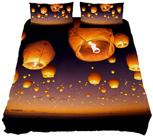 Eslifey Kongming - Juego de cama de 3 piezas con 2 fundas de almohada