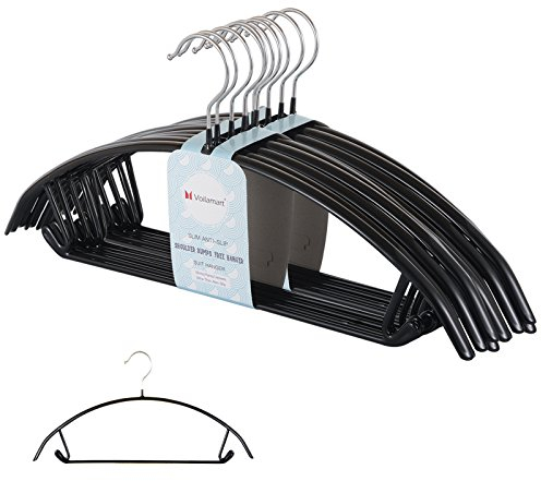 Voilamart Pack of 30 Coat Hanger,Light-Weight Non-Slip Knitwear Hanger,Metal Clothes Hangers No Shoulder Bumps for Knitwear Dress with Hook Jumper Hangers