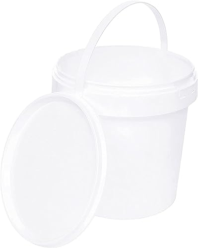BenBow Cubo con Tapa 1l Blanco 100x 1 litros - Seguro para los Alimentos, Estable, hermético, a Prueba de Fugas, Inodoro - Cubo de plástico con asa - vacío