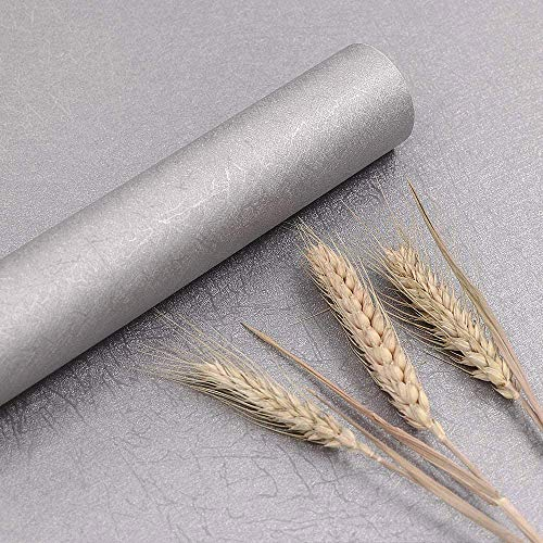 Abyssaly Self Adhesive Wallpaper Silver Grey Sticky Back Plastic Vinyl Wrap Film Thickness Upgrade Peel and Stick Wallpaper 40cm X 300cm for Decoration Worktop Covering Furniture Stickers