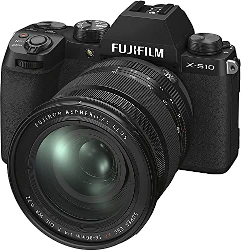 Fujifilm X-S10 Mirrorless Digital Camera, Black, with XF16-80mmF4 R WR Optical Image Stabiliser Lens