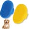 Heyu-Lotus Dog Bath Brush, 2 Pcs Pet Bath Brush with Adjustable Ring Handle, Soothing Massage Rubber Comb for Long Short Haired Dogs and Cats (Blue and Yellow)