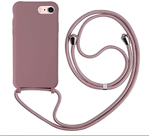 xingting EU Handykette kompatibel mit iPhone 6/7/8Plus(5.5inch) Handyhülle Verstellbarer Silikon Seil Necklace Hülle-Rosa Gold