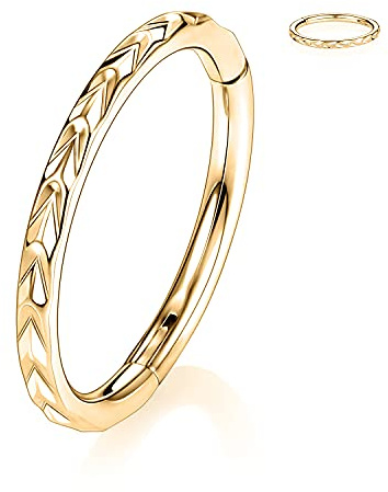 hengkaixuan 16G Pyramid Pattern Designed Nasenringe Septum Ohrmanschette Helix Clicker Scharnierring 316L Surgical Steel Segment Knorpel Ohrringe Hoop Daith Piercing Schmuck