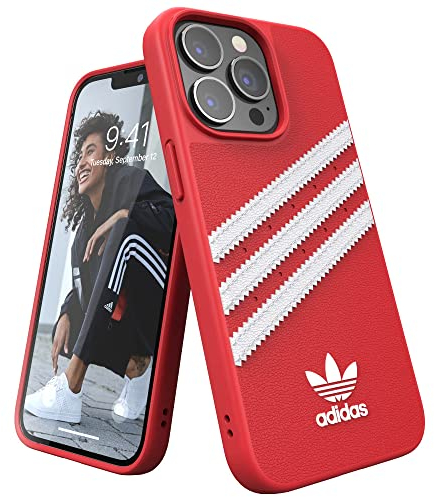adidas Hülle Entwickelt für iPhone 13 Pro 6.1, Fallgeprüfte Hüllen, stoßfeste erhöhte Kanten, Original Schutzhülle, Scharlachrot
