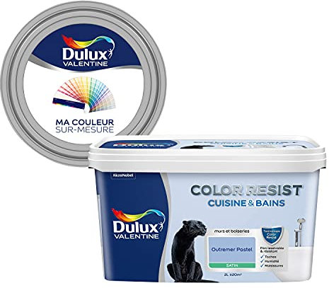 Ma Couleur Sur-Mesure par Dulux Valentine – Peinture Intérieure Murs, Plafonds, Boiseries - Palette Naturelle, Cuisine & Bain Satin, Outremer Pastel, 2 L