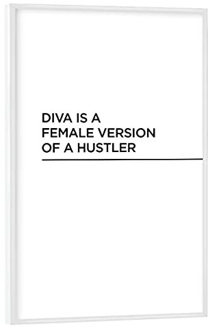 artboxONE Poster mit weißem Rahmen 30x20 cm Typografie Diva is hochwertiger Design Kunstdruck - Bild Diva Diva Female