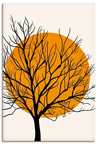 ARTLAND Wanddeko Leinwand Bilder Wandbild 60x90 cm Minimalismus Sonne Baum Silhouette U3WH