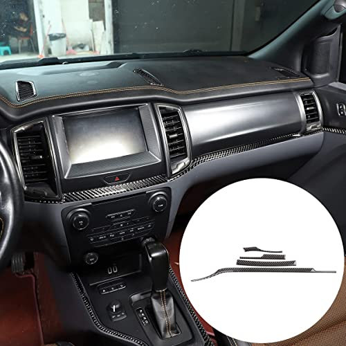 YANER Für Ford Ranger 2015, 2016, 2017, 2018, 2019, 2020, 2021, echte Kohlefaser, 3D-Aufkleber, Mitteldekoration, Rahmenverkleidung, Innenausstattung, Autozubehör