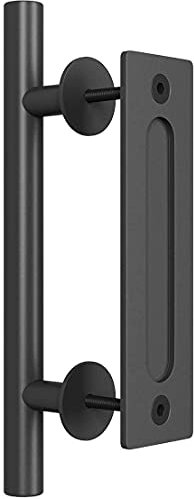 WOLFBIRD 24CM Sliding Door Handle Black Double Sided Barn Door Pull Flush Handle Embedded Carbon Steel