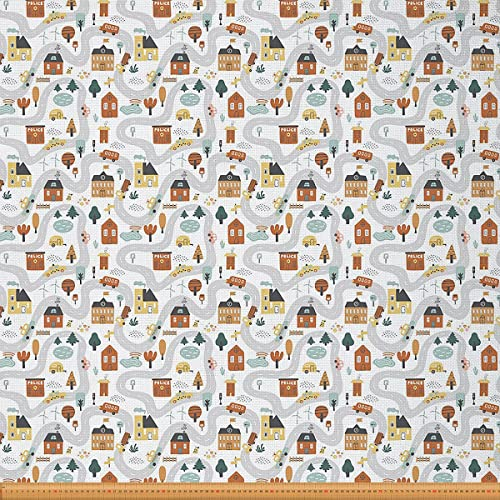 Happy Camping Stoff Meterware Polsterstoff für Wohnmobile Dekor Naturmotiven Stoff Karikatur Autorennen Runway Drinnen Draußen Stoff Geometrische DIY Kunst Wasserdichter Stoff Rot 92 x 150 (HxB)