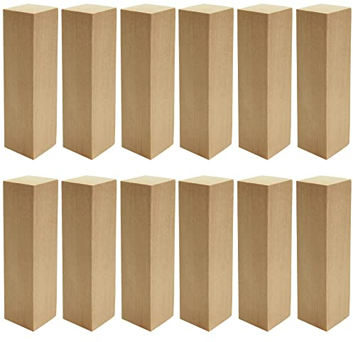 Basswood Carving Blocks,12 Pcs Unfinished Wood Blocks Natural Whittling Blocks Beginners Carving Kit for DIY Carving, Shaping, Painting Creative Wood Art