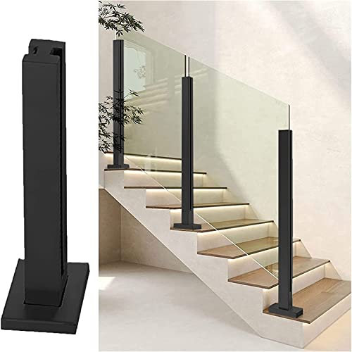 Ringhiera Vetro Scale Interne Esterni Scale per Corridoi Interni Palo di Ringhiera in Vetro, Nero Pannelli di Recinzione in Vetro Post/Palo A Balaustro, per Terrazze Balcone Portico (Color : Mid Pos