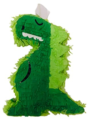 Pinata Dino zum Befüllen und Aufhängen zur Party-Deko, Kinder-Geburtstag, Maße: 43 x 35 x 8,5 cm