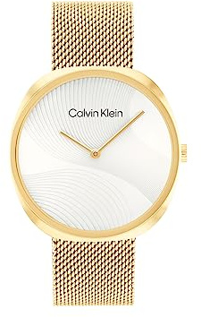 Calvin Klein Analog Quarzuhr für Damen Kollektion Sculpt mit Edelstahlarmband