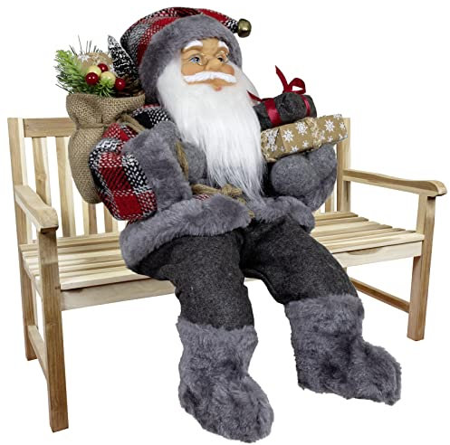 Christmas Paradise Sitzender Weihnachtsmann 45cm Deko-Figur Kantenhocker Santa Nikolaus (Modell Finn)