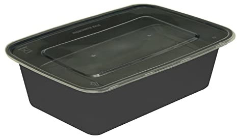 100 Pcs Rectangle BPA Free Plastic Black Food Containers with Leakproof Lid - 650ml/ 21.9oz -Microwavable Meal Prep Takeaway Lunch Salad Box Storage Tray Organiser Reusable Dishwasher & Freezer Safe
